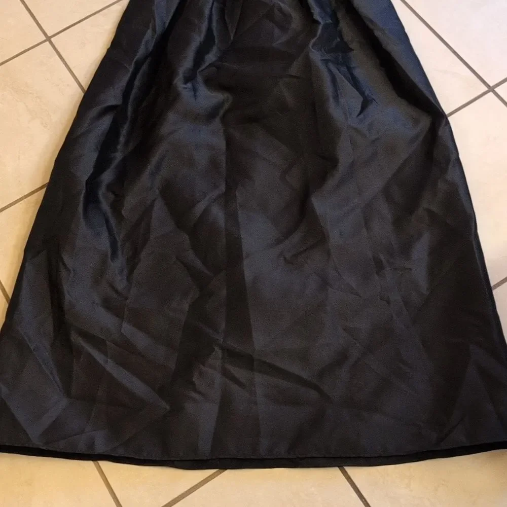 NWT Alfred Sung Cap Sleeve Pleated Skirt Dress Pockets Black Maxi Dress Size 2 - Picture 3 of 13